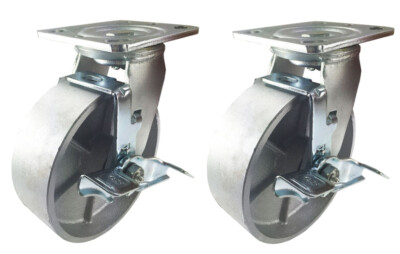 #ad 2 Heavy Duty Caster Set 4quot; 5quot; 6quot; 8quot; Steel Wheels Rigid Swivel Brake Total Lock $90.29