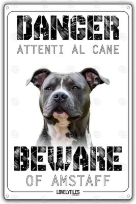 Cartello 'Attenti Al Cane' Amstaff - In PVC 15x20 Cm, Per Recinzioni E Giardini - Foto 9