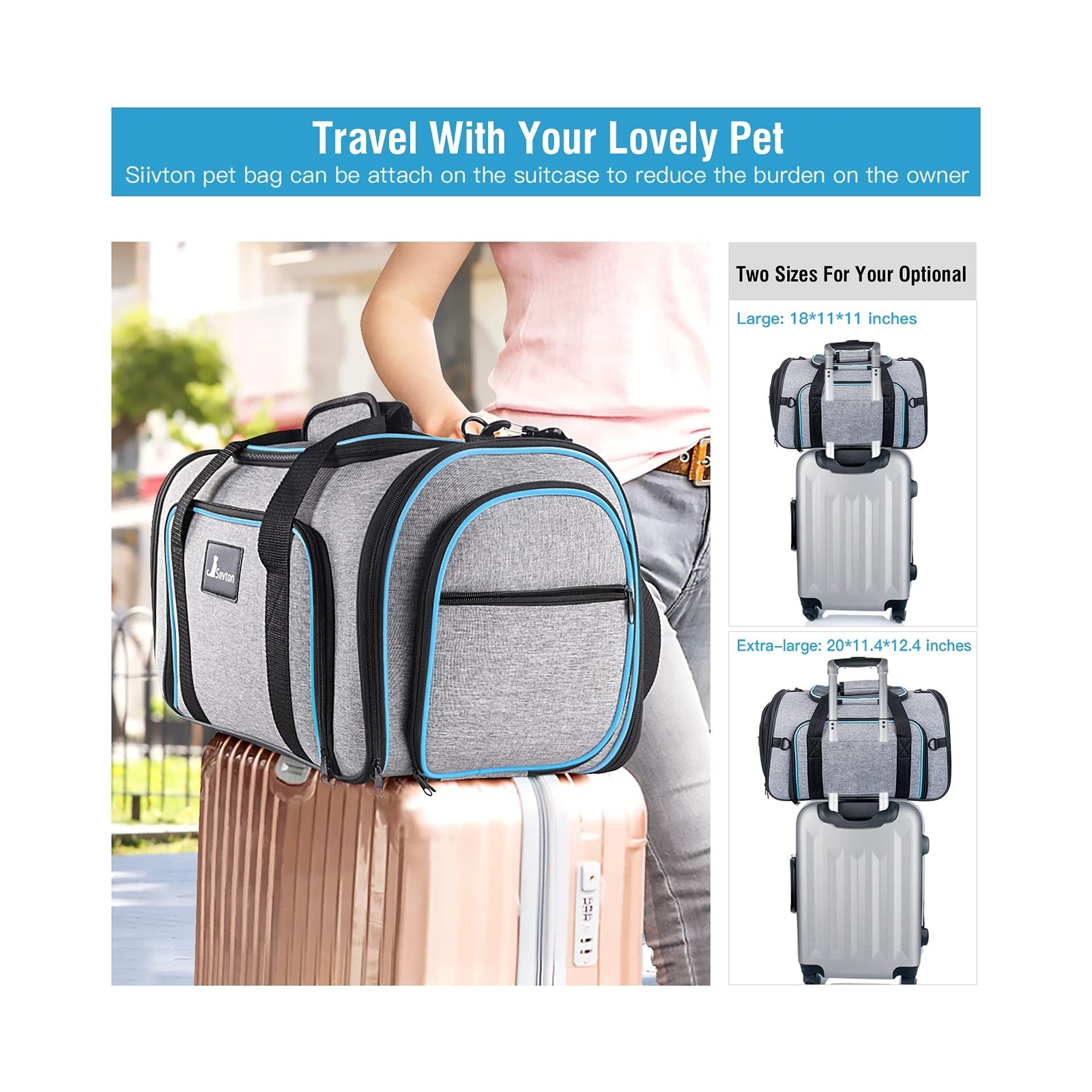 Siivton 4 Sides Expandable Pet Carrier, Airline Approved SoftSided Dog