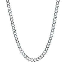 925 Sterling Silver 4.3mm Flat Diamond-Cut Cuban Curb Necklace Made In Italy