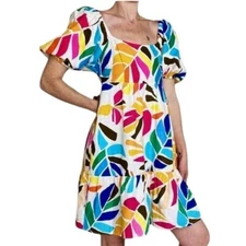 Tabitha Brown for Target Linen Babydoll Tropical Mini Dress Pockets Size XXS