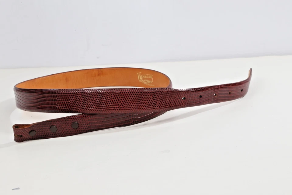 Correa de cinturón de cuero de lagarto borgoña WEHMEIER talla 37 Foto 4 de 4