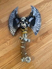 halloween double-bladed skull w horns axe costume he-man motu thor weapon sword