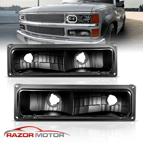 88-99 For Chevy GMC C10 C/K Yukon Tahoe Suburban Black Bumper Lights - 第 1/7 張圖片