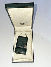 MONT BLAC BLACK LEATHER PLATINUM KEYCHAIN WITH ORIGINAL COIN PURSE