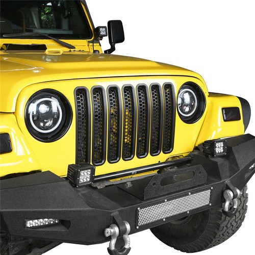 Mesh Grill Inserts Front Grille Guard Cover Clip-in Fit Jeep Wrangler 97-06 TJ - Picture 2 of 11