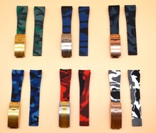 20MM Camo Rubber Strap Band Deployment Buckle Clasp Fits for Rolex SUB GMT