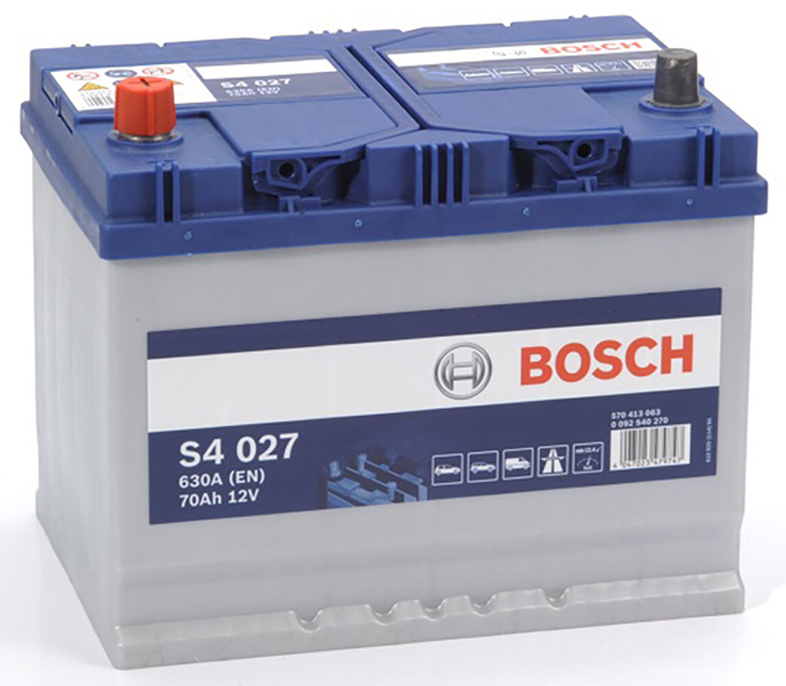 Batterie de voiture Bosch S4027 70Ah 630A pour démarrage optimal