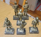 6 PC Depose Italy Knights Shining Armor Statues Sculptures W/Marble Base Used — photo 8