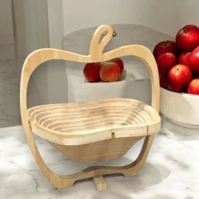 Decorative Apple Shape Wood Basket By Bonnie And Pop Collapsible