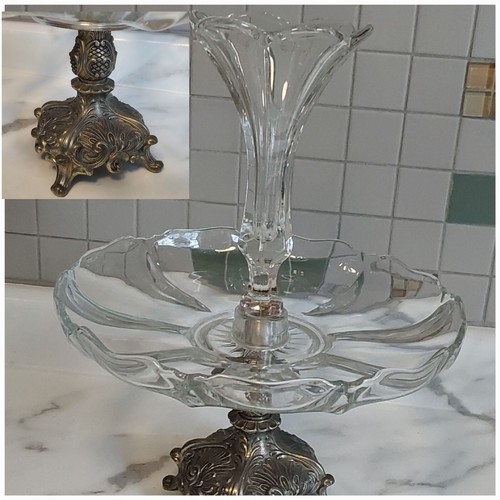 France Epergne Pineapple Centerpiece c1880 Silver Crystal Thanksgiving Christmas - Picture 2 of 12