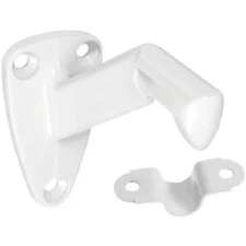 (20)-National White Zinc Die-Cast Steel Strap Stairway Handrail Bracket N248351