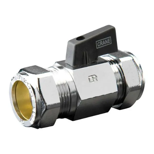 Crane 15mm DZR Brass Chrome Plated Service Ball Valve, Compression Ends - D181C