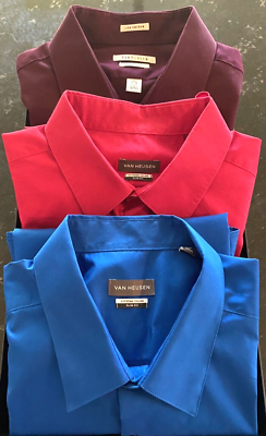 Men/Three Van Heusen Dress Shirts/Extreme Colors & Lux Sateen/Slim & Regular Fit | eBay Men/Three Van Heusen Dress Shirts/Extreme Colors & Lux Sateen/Slim & Regular Fit | eBay