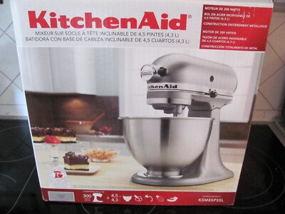 BRAND NEW KITCHENAID 4.5 QUART TILT-HEAD 300 WATTS STAINLESS STEEL W/ALL ATTACH