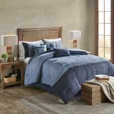 Madison Park Cozy Comforter Set, Faux Suede All-Season 7 Piece Bedding Set