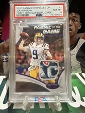 2020 Panini /10 GAME WORN 🔥 Joe Burrow DP Cerified Bowl Game Patch PSA 8