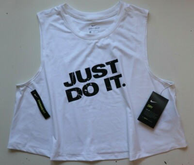 NIKE DRI FIT JUST DO IT LOGO TRAINING CROP TANK TOP - WEISS BV5613-100 DAMEN M