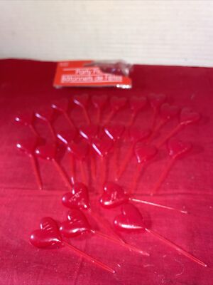 35 Piece Heart CUPCAKE PICKS CAKE TOPPERS - Estate Find