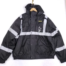 Safety Jacket High Visibility Hooded Coat 3XL Black Reflective Normcore