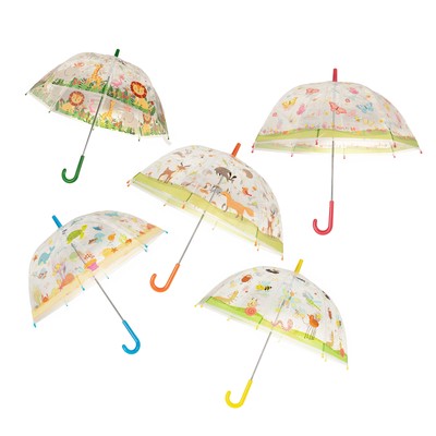 Kinderschirm Regenschirm transparent Kinder Tiere Schirm lustig klein bunt