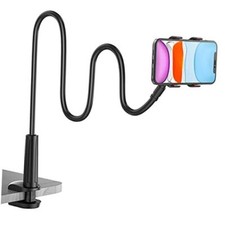 Gooseneck Phone Holder for Bed, Flexible Lazy Arm Cell Phone Holder 360 Black