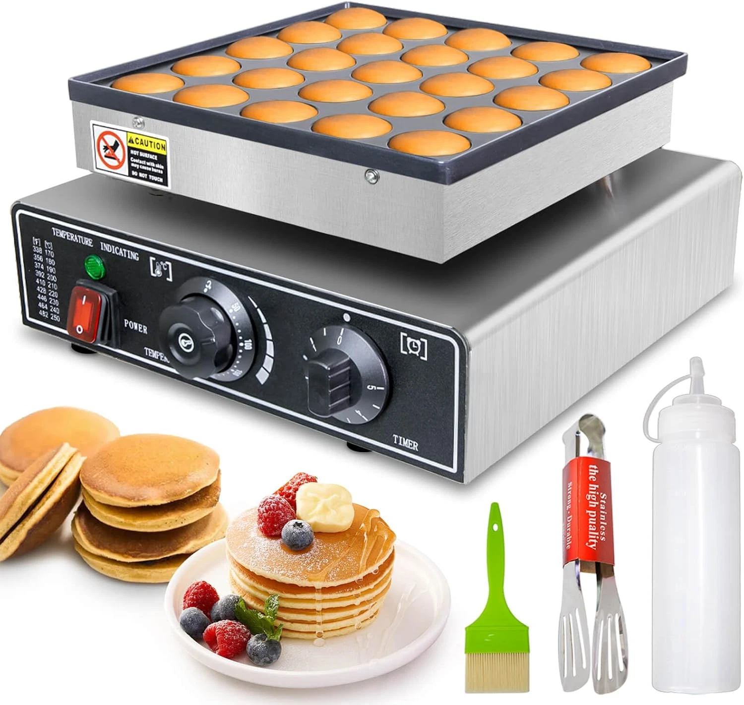 25-Cup Mini Pancake Maker, Electric Poffertjes & Dorayaki Baker, 900W