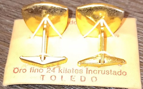24kt Cuff Links Damascene