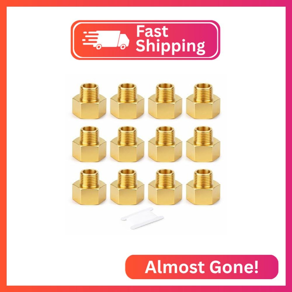 TAISHER 12PCS Brass Pipe Fitting, Reducer Adapter, 1/4" Female x 1/4" Male NPT P