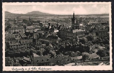Ansichtskarte Leitmeritz a. d. Elbe, Panorama mit Kirche 1945 
