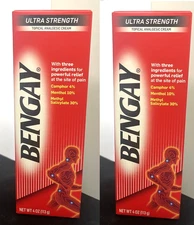 2X Bengay Ultra Strength Topical Pain Relief Cream, Non-Greasy Topical 4 Oz each