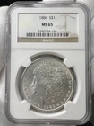 1886-P $1 Morgan Dollar 90% Silver NGC MS65 Philadelphia Coin
