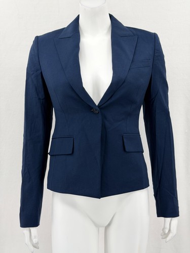 Theory Blazer Womens 2 Navy Brince Wool Stretch Suit Jacket Minimalist Office
