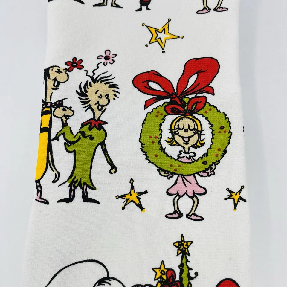 Dr. Seuss The Grinch Pacote com 3 Toalhas de Cozinha de Mão Natal Papai Noel Chapéu The Whos NOVO - Imagem 3 de 4