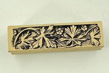 MAGENTA Flower Foliage Leaves Border Wood Mount Rubber Stamp