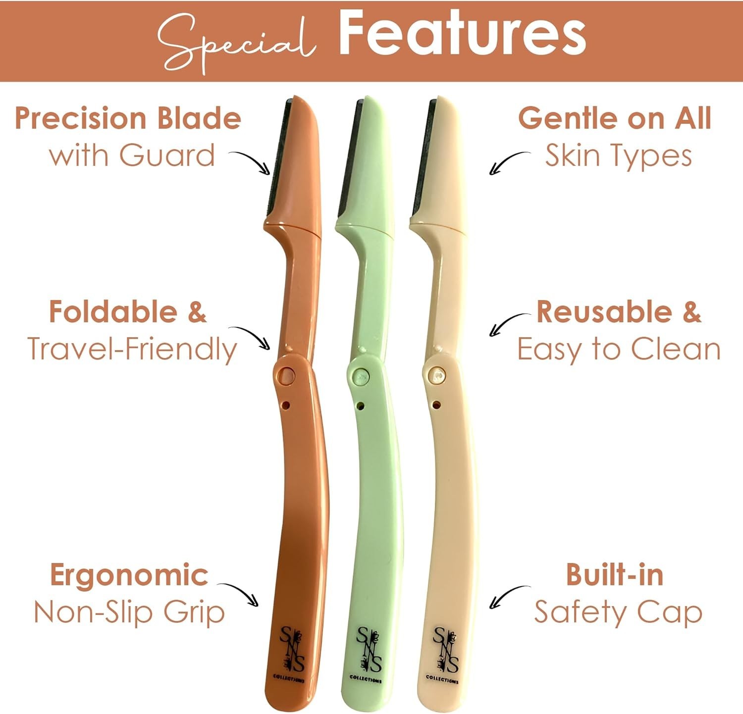 Eyebrow Razor - Premium Facial Hair Remover for Women, Smooth Dermaplaning 