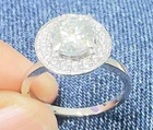 1 Ct Round Cut Moissanite Ring 925 Sterling Silver Halo Engagement Size 7
