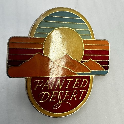 Vintage Painted Desert Arizona Souvenir Pin Enamel Sunset Mountains Lapel