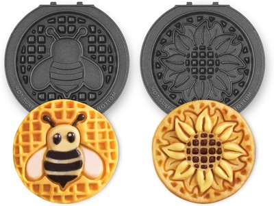 DASH Multimaker Mini System Two 4  Nonstick Removable Sunflower & Bee 