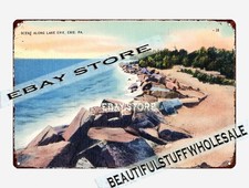 1930-45 Lake Erie, Erie, Pennsylvania tin sign pub garage plaque