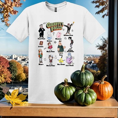 Disney Channel Gravity Falls Characters White T-Shirt Size S-5XL
