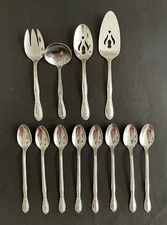 SUPERIOR CHAPEL HILL Lot of 12 Stainless Flatware SERVING SET & ICED TEA SPOONS