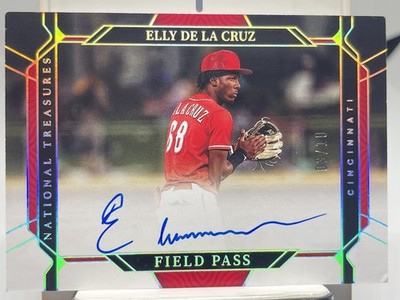National Treasures - Field Pass Sig Elly De La Cruz  Holo Silver 3/10 (AU, RC)