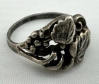Vintage Sterling Silver Grape Vine Leaf Cluster Openwork Ring Sz 6.5 (A1)