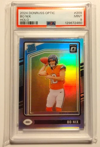 2024 Donruss Optic #209 Bo Nix RATED ROOKIE (Broncos) HOLO Prizm MINT PSA 9
