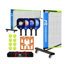 Pickleball Net for Driveway, 22FT Regulation Size Pickleball Net with Paddles...