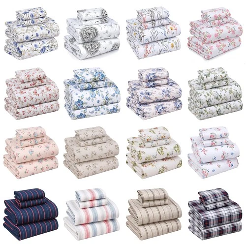 4 Piece 100% Cotton Sheet Set Deep Pocket 200 Thread Count Cozy Soft Bed Sheets
