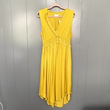 NEW Anthropologie Maeve La Habana Mango Yellow Ruffle Sleeveless Midi Dress L
