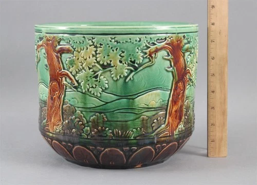 Large Antique WELLER WARE Art Pottery Tree Landscape Planter Jardiniere, NR