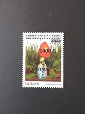 Bénin surchargé 1400f sur 135f Champignon CP 2 Rangs PF G Double Neuf MNH